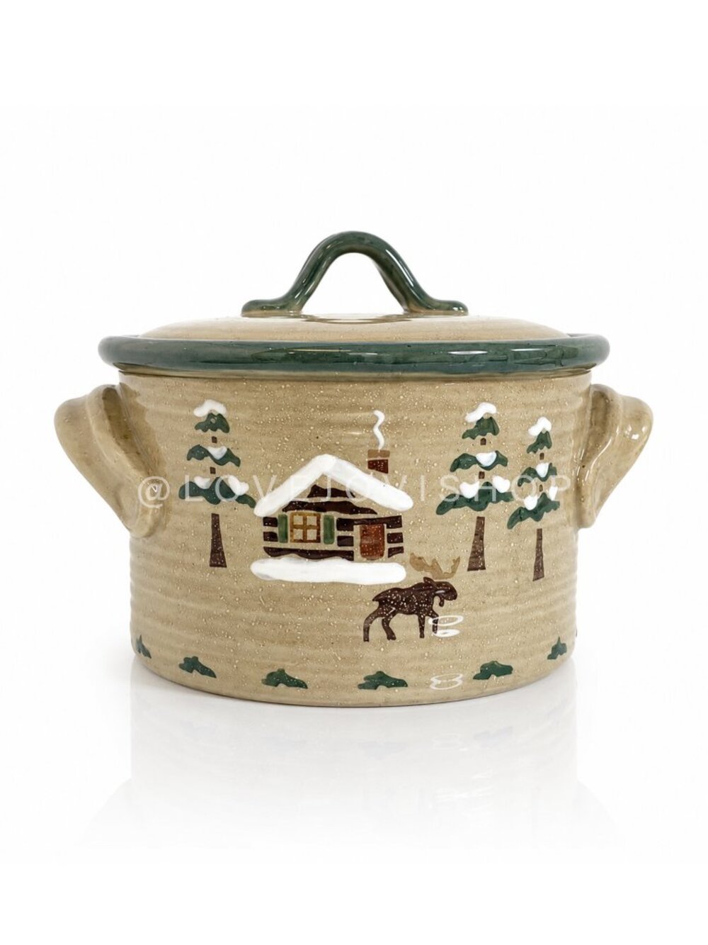 Cabincore | Lodge by Sonoma Beige Ceramic Pot w Lid | Ski Cabin Casserole Dish